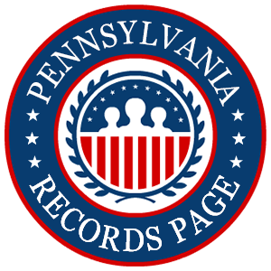 A red, white, and blue round logo with the words Pennsylvania Records Page